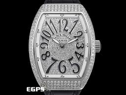 Franck Muller 法蘭穆勒 FM Vanguard Lady V32 黑色 <font color="#FF0000">精鑲鑽石，滿天星鑽石面盤</font> 不鏽鋼材質 石英腕錶 32x42.3mm