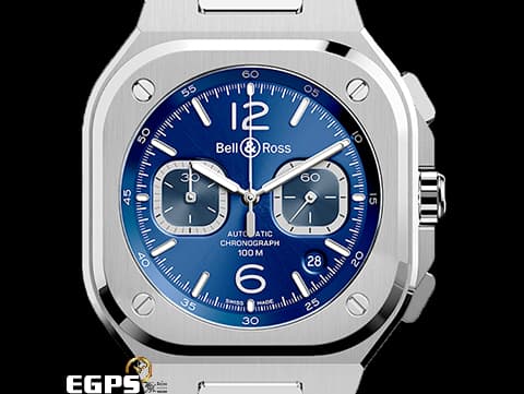 Bell &amp; Ross 柏萊士 Urban系列 BR05 Chrono Blue 計時碼表 藍色放射太陽紋面盤 BR05C-BU-ST/SST 不鏽鋼  2024年保單 台灣公司貨  自動上鍊 40mm