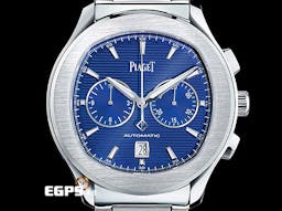 PIAGET 伯爵 Polo Chronograph 計時碼錶 G0A41006 <font color="#0080FF">藍色條紋錶盤</font> 不鏽鋼 <font color="#FF0000">2026年保單</font> 自動上鍊 42mm