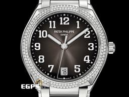 PATEK PHILIPPE 百達翡麗 PP錶 Twenty~4 系列 旭日形錶盤 7300 / 1200A-010&nbsp;<font color="#842B00">棕色漸變色面盤 </font><font color="#05f0f0">原廠鑽石錶圈 共鑲鑽160顆天然美鑽，約重0.77克拉</font>&nbsp;<font color="#ff0000">2025年保單 新錶參考訂價：965,000元</font>&nbsp;自動上鍊 36mm