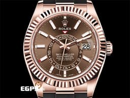 ROLEX 勞力士 Sky-Dweller 326235 蠔式 天行者 年曆錶 兩地時區 <font color="#D2691E">巧克力色面盤搭配Oysterflex橡膠錶帶</font> 沙羅裝置 18K永恆玫瑰金 <font color="#FF0000">2022年保卡</font>&nbsp;自動上鍊 42mm