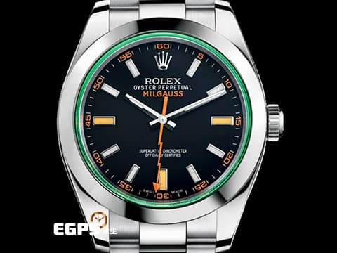 ROLEX 勞力士 Milgauss 116400 GV 高抗磁 綠玻璃 不鏽鋼 經典橘色閃電秒針 116400GV 自動上鍊 40mm