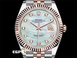 ROLEX 勞力士 Datejust 41 蠔式日誌型 126331 NG <font color=#99c2e7>原廠鑽石時標
珍珠貝母面盤</font> 126331NG 半金款 永恆玫瑰金 DJ41 經典三角坑紋錶框 <font color=#FF0000>2021年新式綠卡 紀念型（Jubilee）五銖錶帶</font> 自動上鍊 41mm