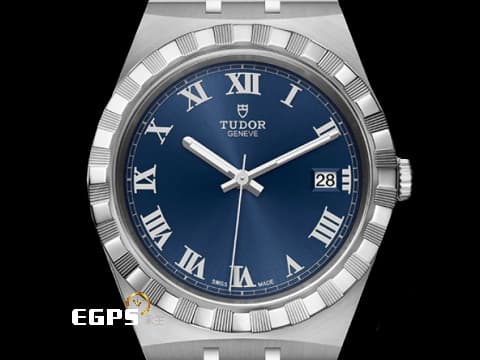 TUDOR 帝舵 ROYAL 皇家系列 28500 藍色面盤 羅馬數字時標 割坑紋與磨光飾面間隔錶圈 不鏽鋼材質 大三針&nbsp;2026年保卡 自動上鍊 38mm