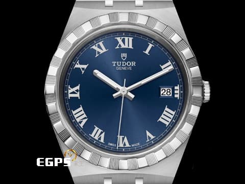 TUDOR 帝舵 ROYAL 皇家系列 28500-0005 藍色面盤 立體羅馬數字時標 28500 割坑紋與磨光飾面間隔錶圈 不鏽鋼 2024年新式保卡 自動上鍊 38mm