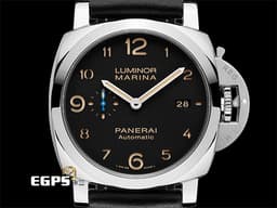 PANERAI 沛納海 Lumnior Marina 3 Days PAM01359 <font color="#db9b80">經典三明治面盤 淡褐色夜光時標 菸草面</font> PAM1359 <font color="#2d78f0">藍色小秒針</font>&nbsp;三日鍊 不鏽鋼<font color="#FF0000"> 透背絕版款 2017年台灣公司貨</font>&nbsp;自動上鍊 44mm