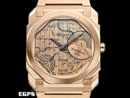 BVLGARI 寶格麗 Bulgari Octo Finissimo 104165 18K玫瑰金材質 <font color="#AAAAAA">超薄錶殼（厚 6.40 公釐）</font> <font color="#fca658">手繪機芯草圖面盤 全球限量 70 只</font> <font color="#FF0000">PT950鉑金微型自動盤 2025年保單</font> 自動上鍊 40mm