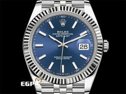 ROLEX 勞力士 Datejust 126334 蠔式日誌型 <font color=#0000ff>藍色放射紋面盤、柱狀夜光時標</font> 18K白金三角坑紋錶圈 <font color=#FF0000>2024保單 紀念型（Jubilee）五銖錶帶</font> 自動上鍊 41mm