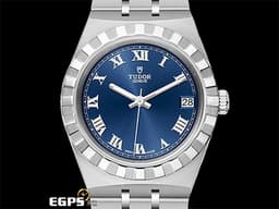 TUDOR 帝舵  Royal 皇家系列 28400-0006 中型 <font color="#4169e1">坑紋外圈 藍色太陽紋面盤</font>  大三針 不鏽鋼 <font color="#FF0000">2025年保單 </font> 自動上鍊 34mm