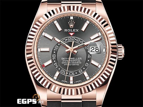ROLEX 勞力士 Sky-Dweller 326235 蠔式 天行者 沙羅裝置 年曆錶 永恆玫瑰金 石板灰色面盤橡膠錶帶款  2022年保單&nbsp;自動上鍊 42mm