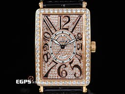 Franck Muller 法蘭穆勒 FM錶 Long Island系列 1000SC 矩形&nbsp;<font color="#FF0000">精鑲鑽框、滿天星面盤 </font>玫瑰金&nbsp;經典阿拉伯數字時標&nbsp;自動上鍊&nbsp;43x31mm