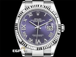 ROLEX 勞力士 Datejust 41 蠔式日誌型 126234 <font color=#B15BFF>原廠VI、IX鑲鑽 茄紫色面盤</font> DJ36 經典三角坑紋錶圈 <font color=#FF0000>2024年新式綠卡 蠔式（Oyster）三節錶帶</font> 自動上鍊 36mm
