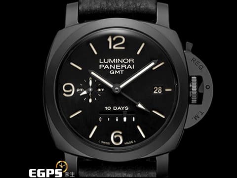 PANERAI 沛納海 Luminor PAM335 PAM00335 Luminor 1950 10 Days 黑色陶瓷 十日鍊 動能儲存 日夜顯示 GMT 透明錶背 極新錶況  自動上鏈機芯   44mm