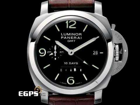 PANERAI 沛納海 PAM00270 經典夜光三明治面盤 藍寶石金魚缸風防 沛納海自製10日機芯 動能儲存 1950 PAM270 GMT兩地時間，未使用原廠褐色皮錶帶.橡膠錶帶，工具齊全 極新收藏品釋出  不鏽鋼 自動上鍊 44mm