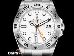 ROLEX 勞力士 Explorer II 蠔式 探險家二號 226570 <font color=#F0F0F0>白色面盤</font> 探二 <font color=#ffa500>橘色兩地時間指針</font> GMT 不鏽鋼 <font color=#FF0000>新式3285機芯 2023年新式保卡</font> 自動上鍊 42mm