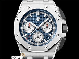 Audemars Piguet AP錶 愛彼 Royal Oak Offshore 皇家橡樹離岸型 飛返計時碼錶 26420TI.OO.A027CA.01  鈦金屬材質、 「Méga Tapisserie」超大型格紋藍色面盤 <font color=#FF0000>2022年保單 新式快拆錶帶 搭載全新4401機芯</font><font color=#FFFF33> 此錶歡迎各路錶友以 PP、AP、勞力士 來店交換，本店將以最高價評估～</font>   43mm