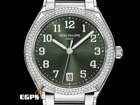 PATEK PHILIPPE 百達翡麗 PP錶 Twenty~4系列 7300/1200A-011 橄欖綠色日輝紋面盤  不鏽鋼 原鑲鑲鑽 2025年保單 新式摺疊帶扣 自動上鍊 36mm