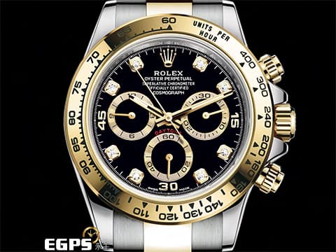 ROLEX 勞力士 Cosmograph Daytona 宇宙計時型 迪通拿 116503G 原廠鑽石時標、新款蝸形計時盤 116503 G 計時碼表 18K黃金 半金款 2022年新式保卡 賽車錶 自動上鍊 40mm