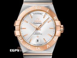 OMEGA 歐米茄 Constellation 星座 12325382202001 18K玫瑰金材質 <font color="#ffff00">經典扣爪設計 星期&amp;日期顯示窗 原廠鑲嵌鑽石羅馬數字時標</font> <font color="#ff0000">2026年保卡 新錶訂價：594,500元</font>&nbsp;自動上鏈 38mm