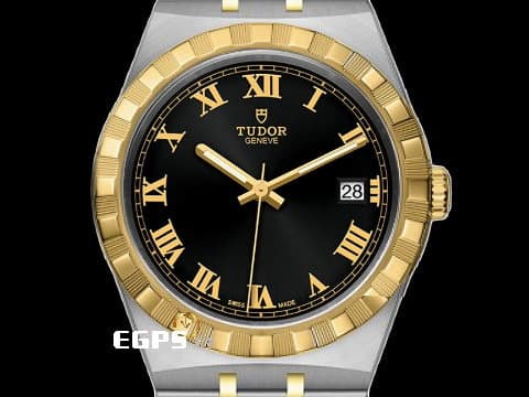 TUDOR 帝舵 ROYAL 皇家系列 28503-0006 不鏽鋼材質 黑色面盤 金色羅馬數字時標 2026年保卡 自動上鍊 38mm