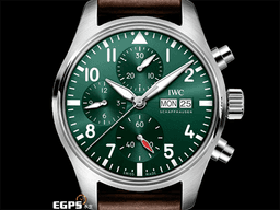 IWC 萬國 Pilot`s IW388103 飛行員 計時碼錶 <font color=#008000> 綠色面盤 </font> <font color=#FF0000><font color=#FFFF33>2024年保單</font> 全新飛行員計時腕錶，新式錶帶簡易替換系統 </font> 飛行錶 自動上鏈 41mm