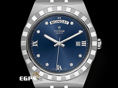 TUDOR 帝舵 ROYAL Date Day 皇家系列 M28600-0006 藍色太陽紋 鑽石時標面盤 不鏽鋼 2024年新式保卡 M28600 自動上鍊 41mm