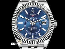 ROLEX 勞力士 Sky-Dweller 天行者 326934 不鏽鋼材質 <font color="#05f0f0">年曆錶 <font style="">藍面天行者</font></font><font color="#ff0000"> 紀念型（Jubilee）錶帶2023年新式保卡</font>&nbsp;自動上鍊 42mm