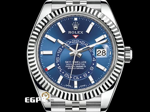 ROLEX 勞力士 Sky-Dweller 天行者 326934 不鏽鋼材質 年曆錶 藍面天行者 紀念型（Jubilee）錶帶2023年新式保卡&nbsp;自動上鍊 42mm