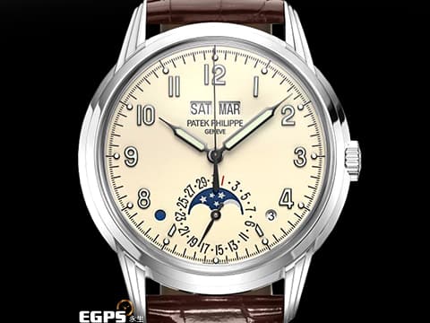 Patek philippe 百達翡麗 PP 5320G-001 18K白金材質 超複雜功能時計系列  當代“復古”風格 溫潤色澤的奶油白漆面盤 萬年曆 月相顯示 2020年保單 配件齊全&nbsp;自動上鍊 40mm