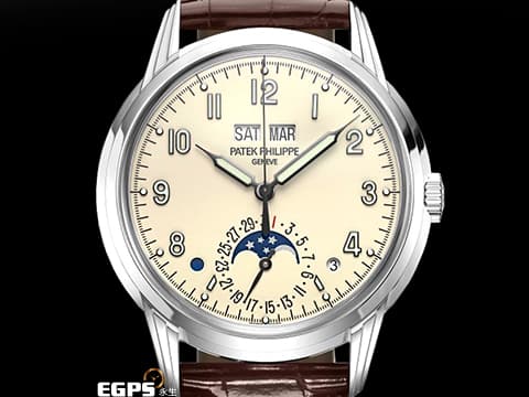 Patek philippe 百達翡麗 PP錶 Grand Complications 超級複雜功能時計 Perpetual Calendar 萬年曆 5320G-001 米白色漆面盤 奶油面 月相盈虧 18K白金材質 2020年台灣公司貨 5320 G 歡迎錶友以 PP、AP、RM、勞力士 來店交換，本店將以最高價評估～ 自動上鍊 40mm