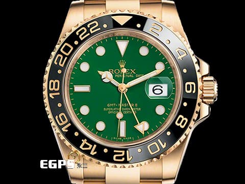 ROLEX 勞力士 GMT-MASTER II 格林威治型 116718LN 116718 兩地時間 18K黃金材質  品味獨特風格的絕版停產款~  綠面金針錶盤  2015年保卡  自動上鏈 40mm