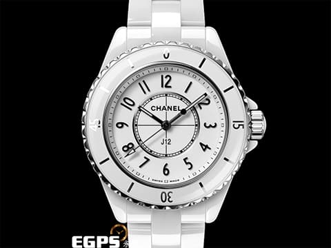 CHANEL 香奈兒 J12 White Ceramic H5698 白陶瓷 大三針 經典 2024年保單 專利不鏽鋼蝴蝶扣 石英腕錶 33mm