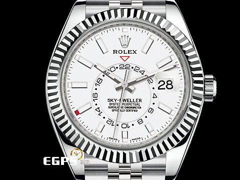 ROLEX 勞力士 Sky-Dweller 326934 天行者 白色面盤 白K金材質外圈  年曆錶 白面&nbsp;天行者 紀念型（Jubilee）錶帶，2022年新式保卡 自動上鍊 42mm
