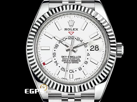 ROLEX 勞力士 Sky-Dweller 326934 天行者 白色面盤 白K金材質外圈  年曆錶 白面&nbsp;天行者 紀念型（Jubilee）錶帶，2022年新式保卡 自動上鍊 42mm