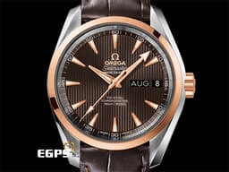 OMEGA 歐米茄 SEAMASTER 海馬系列 AQUA TERRA 150 年曆錶 23123392206001 <font color="#e6bd84">18K玫瑰金材質 半金款 灰色夾板紋面盤</font>&nbsp;<font color="#FF0000">2021年保卡</font>&nbsp;同軸擒縱 自動上鍊 38.5mm