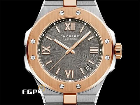 CHOPARD 蕭邦 Alpine Eagle 雪山傲翼 雄鷹 系列 298600-6001 18K玫瑰金材質 半金款 灰色拉絲紋面盤 2023年保單 自動上鍊 41mm