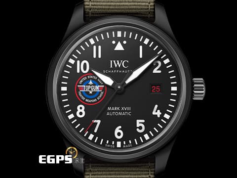 IWC 萬國 Pilots Mark XVIII 飛行員 IW324712 馬克十八&nbsp;TOP GUN 海軍空戰部隊「SFTI」特別版&nbsp;大三針 黑陶瓷 2023年保單&nbsp;自動上鍊 41mm