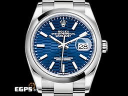 ROLEX 勞力士 Datejust 36 蠔式日誌型 126200 <font color="#4169e1">藍色蜂巢坑紋面盤 </font> DJ36 不鏽鋼<font color="#FF0000">&nbsp;2021年新式綠卡 蠔式（Oyster）三節錶帶</font> 自動上鍊 36mm