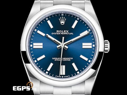 ROLEX 勞力士 Oyster Perpetual 41 蠔式恆動型 124300 亮藍色面盤 柱狀時標 經典 OP41 不鏽鋼 2024年保卡 自動上鍊 41mm