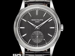 Patek philippe 百達翡麗 PP錶 Calatrava系列 6119G-001 <font color="#05f0f0">炭灰色垂直緞紋面 巴黎釘紋雕飾錶圈&nbsp;小秒針</font> 18K白金材質 6119 <font color="#FF0000">2025年保單 </font> 手上鍊 39mm