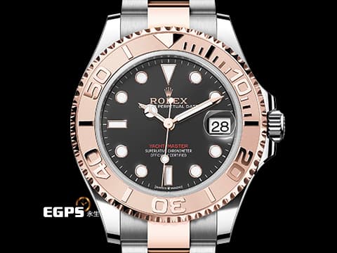 ROLEX 勞力士 Yacht-Master 37 蠔式 遊艇名仕型 268621 永恆玫瑰金 半金款 中型 黑色面盤 2024年保單 自動上鍊 37mm