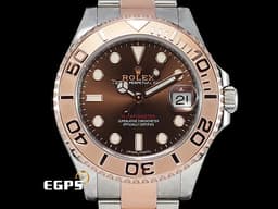 ROLEX 勞力士 Yacht-Master 37 蠔式 遊艇名仕型 268621 <font color="#ab6312">巧克力色面盤</font>&nbsp;中型 永恆玫瑰金 半金款 小遊艇<font color="#FF0000">&nbsp;2020年保單 原廠膠膜</font>&nbsp;自動上鍊 37mm