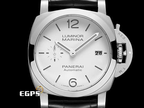 PANERAI 沛納海 Luminor Marina Quaranta PAM001271 白色經典三明治面盤 PAM1271 三日鍊 小秒針 不鏽鋼 2022年新式保卡 新款快拆式 原廠未使用錶帶2組 自動上鍊 40mm