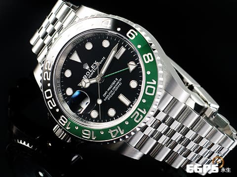 ROLEX 勞力士 GMT-Master II 格林威治型 126720 VTNR  綠黑框 雪碧 左冠錶 126720VTNR 勞力士歷史裡罕見的左冠錶 2024年新式保單  五株蠔式錶帶 自動上鍊  40mm