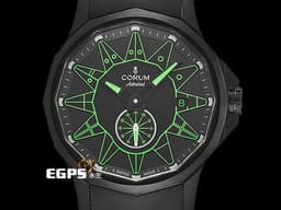 CORUM 崑崙 Admiral Legend 42 Full Black 海軍上將 <font color="#74d56a">綠色海事信號旗幟時標</font> 395.111.98/F371/BV12 <font color="#4F4F4F">黑色PVD塗層不鏽鋼</font> 小秒針 <font color="#FF0000">限量100只 2022年台灣公司貨</font> 自動上鍊 42mm