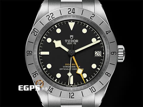 TUDOR 帝舵 Black Bay Pro 碧灣 79470-0001 黑色面盤 冒險家 GMT 黃色兩地時間指針 不鏽鋼 復古 雪花針  鍊帶款  2025年保卡  自動上鍊 39mm