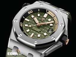 Audemars Piguet 愛彼 AP錶 Royal Oak Offshore Diver 皇家橡樹 離岸型&nbsp; 15720ST.OO.A052CA.01 <font color="#55852e">軍綠色「Méga Tapisserie」超大型格紋面盤</font><font color="#019858"> </font>ROO&nbsp;不鏽鋼 潛水錶<font color="#FFFF33">&nbsp;</font><font color="#ff0000">2024年保單   最新錶帶快拆系統</font>&nbsp;15720 ST 自動上鍊&nbsp;42mm