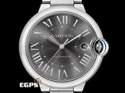 CARTIER 卡地亞 Ballon Bleu de Cartier 經典 最新款 藍氣球 WSBB0060 大型 不鏽鋼材質 <font color=#FFFF00>深灰色磨砂陽光射線紋飾錶盤</font> <font color=#FF0000> 2024年保卡 </font> 自動上鍊 40mm