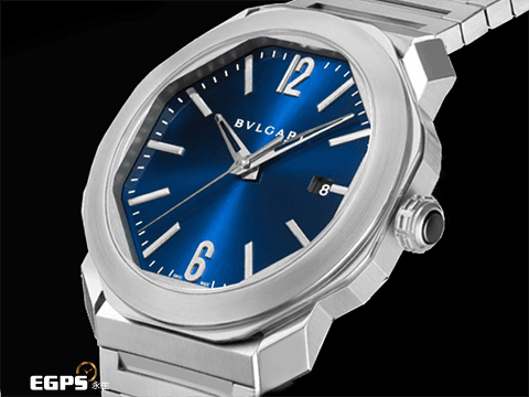 BVLGARI 寶格麗 OCTO ROMA 102856 不鏽鋼材質 藍色面盤 八角形多稜角設計錶圈 鍊帶款 2019年保卡 台灣公司貨 自動上鍊 41mm