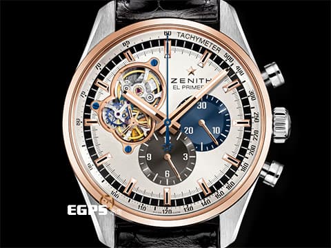 ZENITH 真力時 EL PRIMERO 51.2080.4061/69.C494 18K玫瑰金材質 半金款&nbsp;三色計時盤 鏤空偏心面盤&nbsp;2022年保卡 台灣公司貨 自動上鍊 42mm